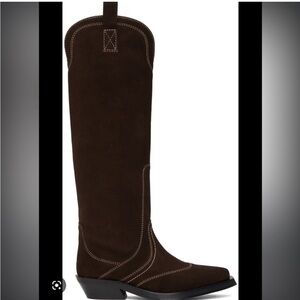 Ganni Western Boot Size 39 Brown Suede